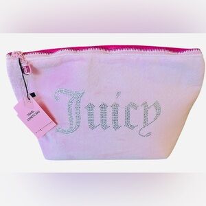 NWT Juicy Couture Light/ Hot Pink Velour Zipping Cosmetic Case